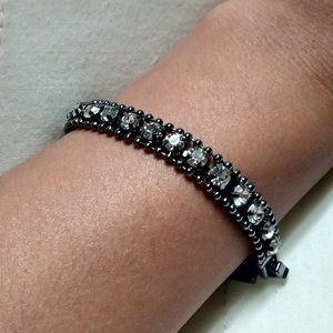 black metal mock diamond crystal jewel bracelet